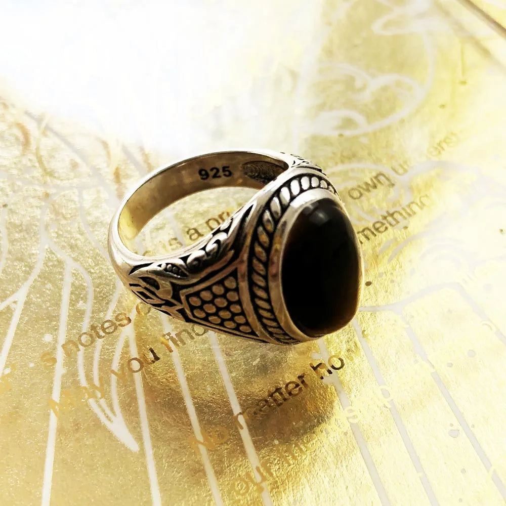 Brown Oval Tiger Eye Ring