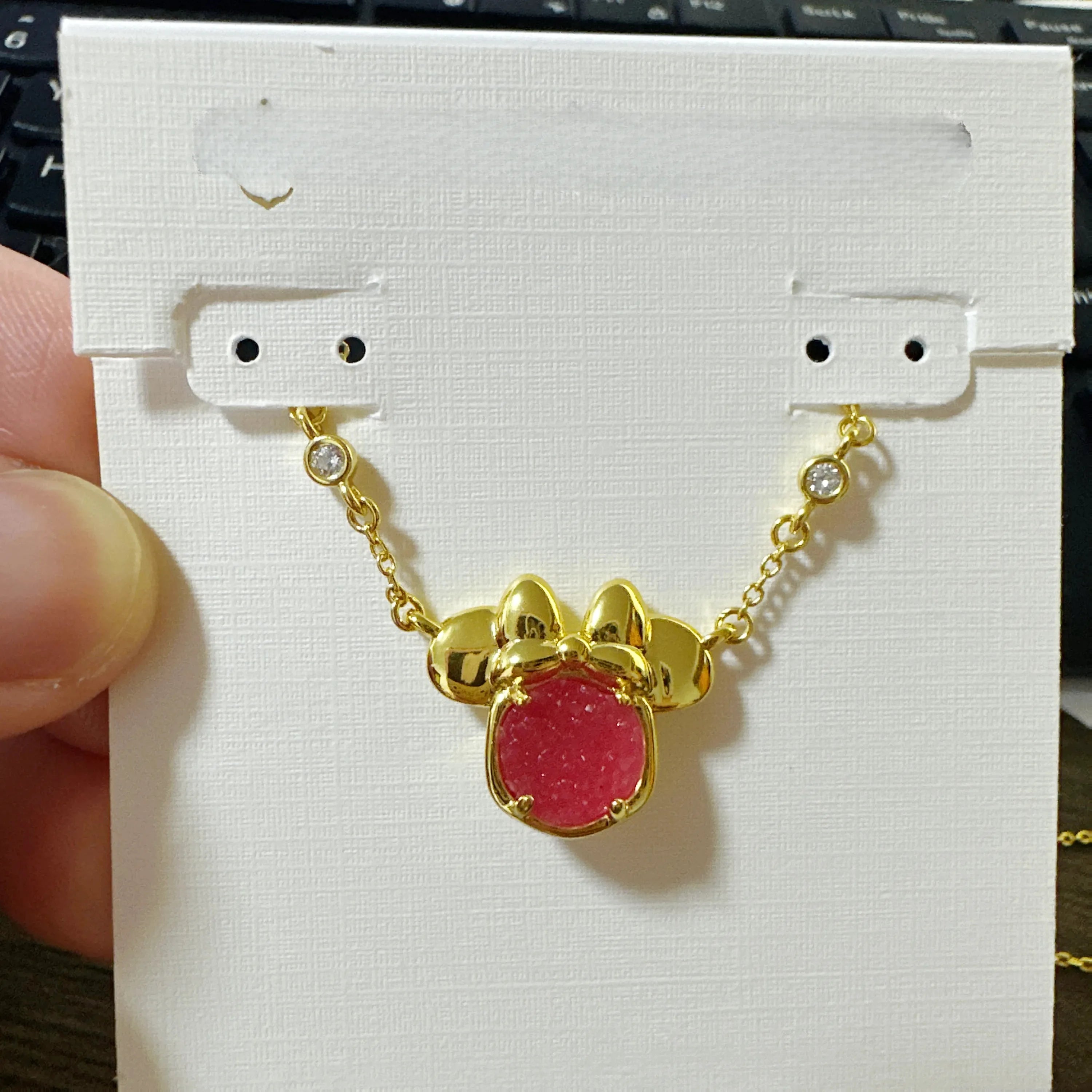 Mickey Mouse and Minnie Pink Crystal Pendant Necklace Kendra Scott