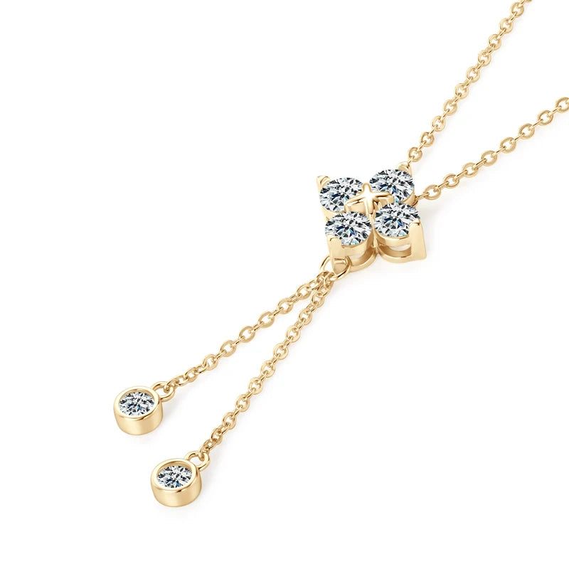Clover Pendant 4mm and 3mm Moissanite Necklace