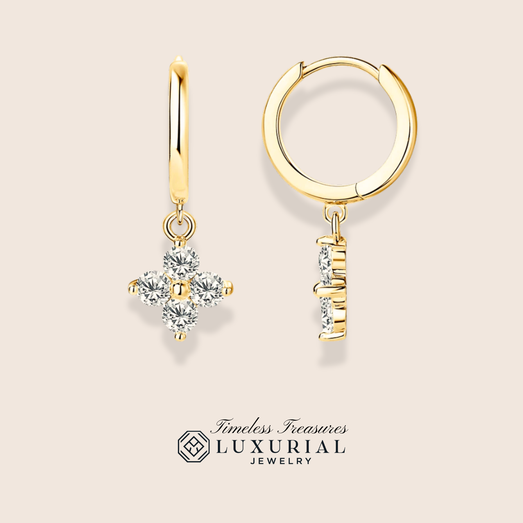 3mm Moissanite Stone Four-Leaf Clover Earrings