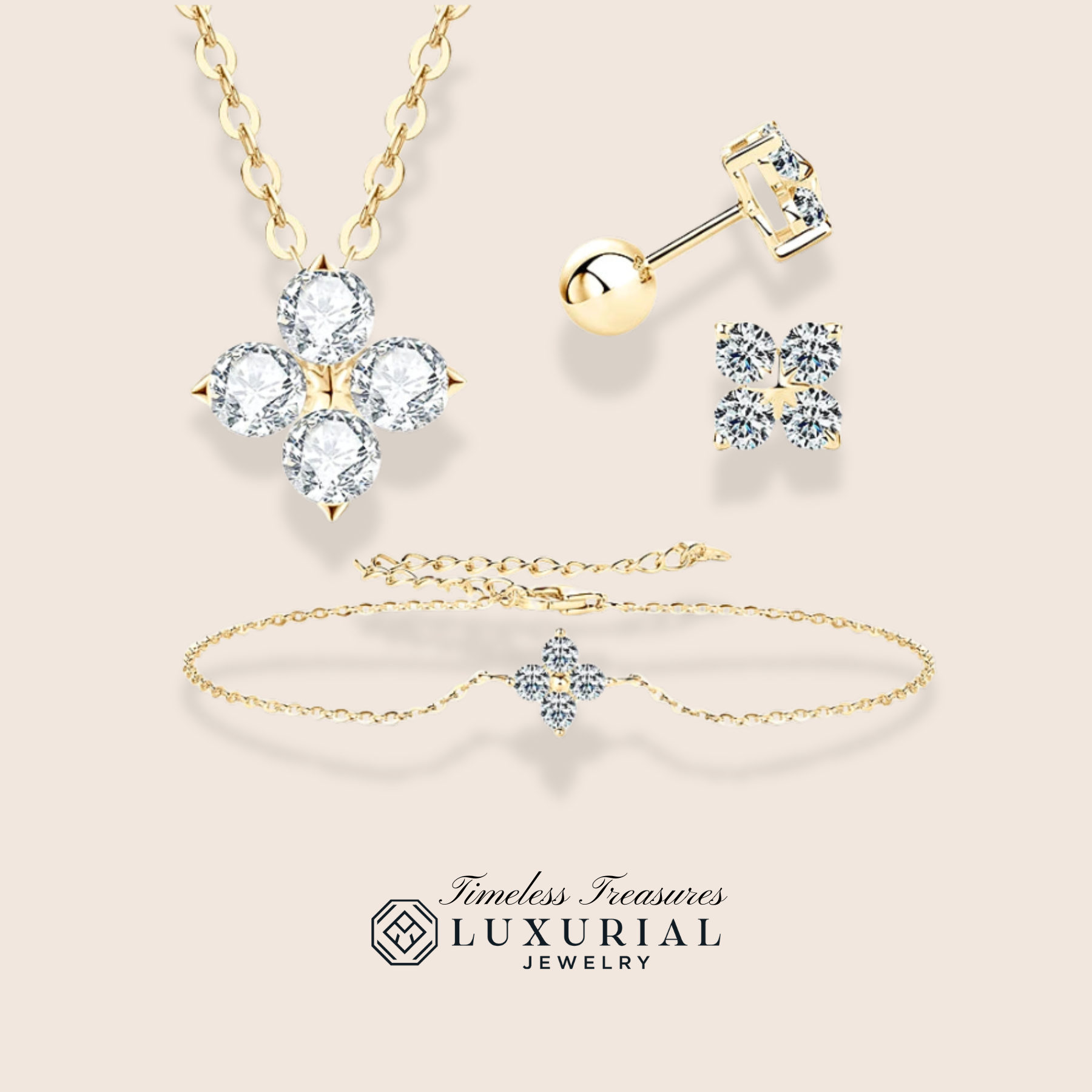 Four Leaf-Clover Moissanite Set