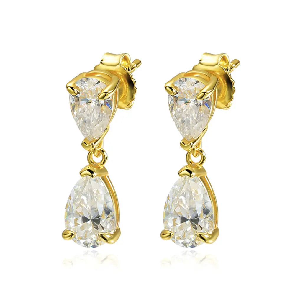 Pear Moissanite Drop Earrings
