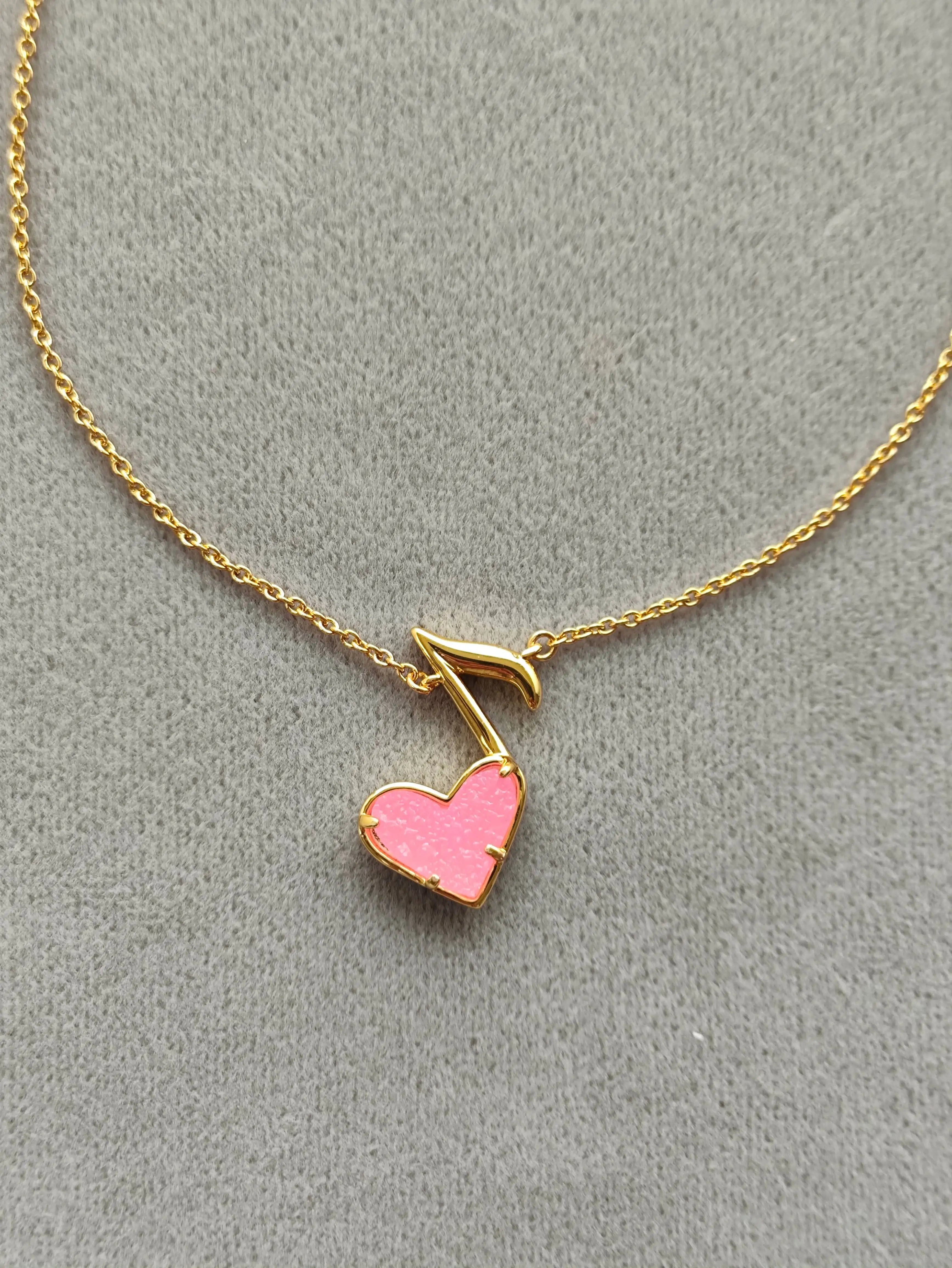 Pink Heart Music Note Necklace…