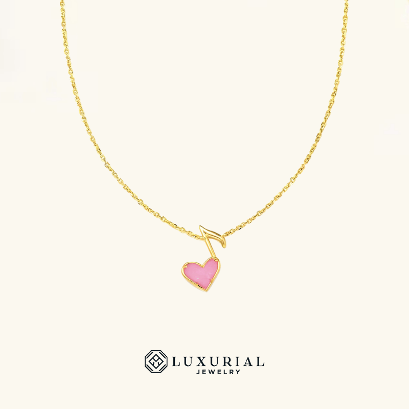 Pink Heart Music Note Necklace…