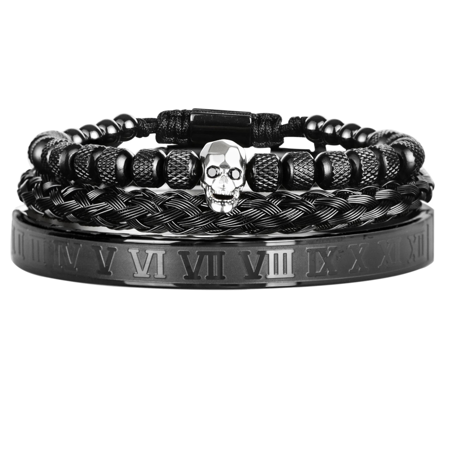 Skull Charm Bracelet Set
