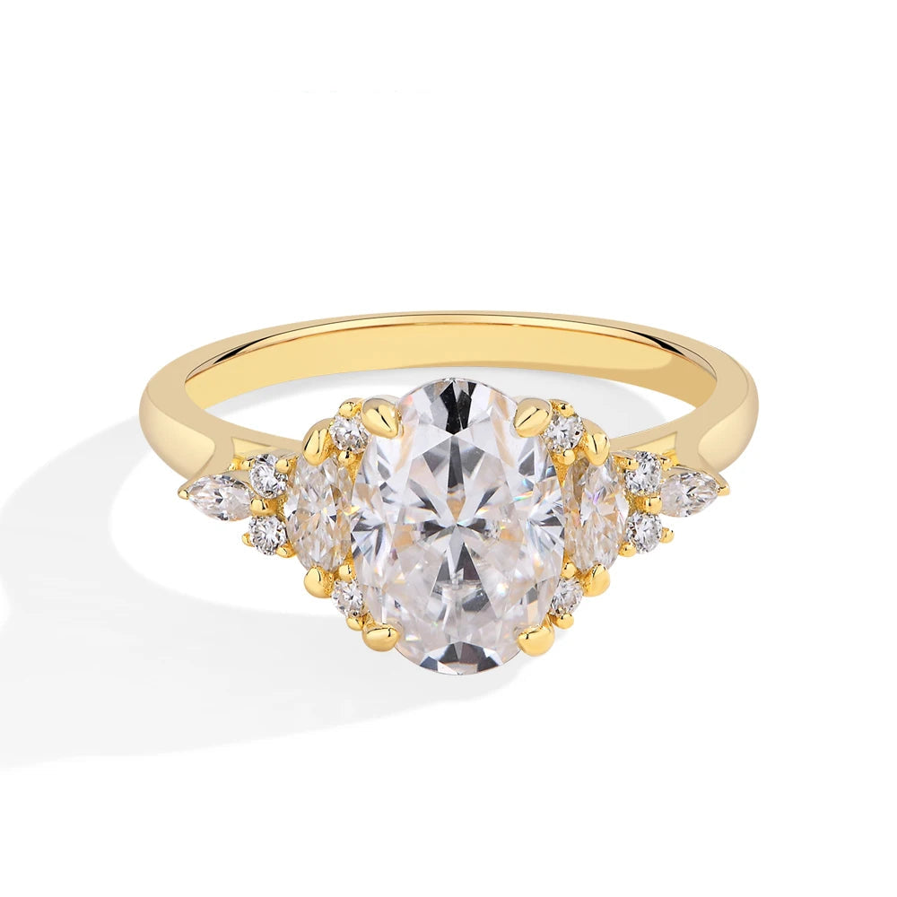 2.5CT Oval Moissanite Diamond Ring in Gold