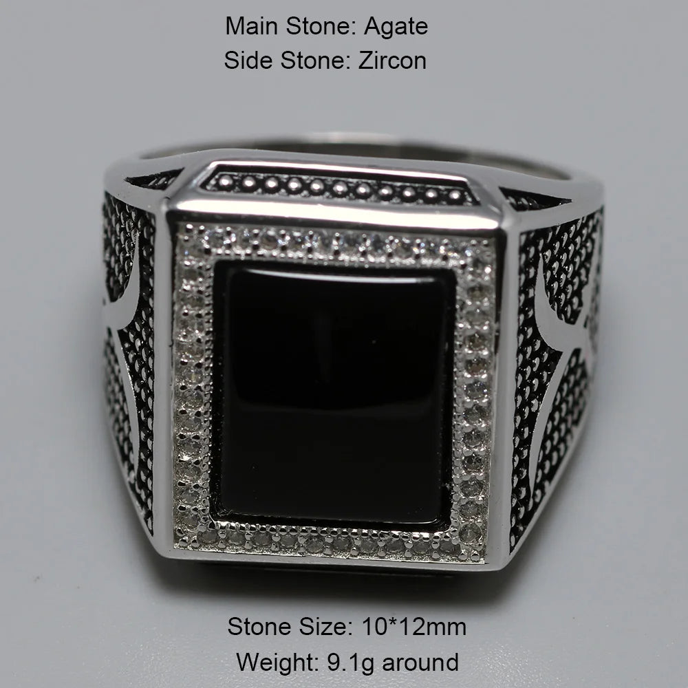 Men's Silver Onyx Cross Ring