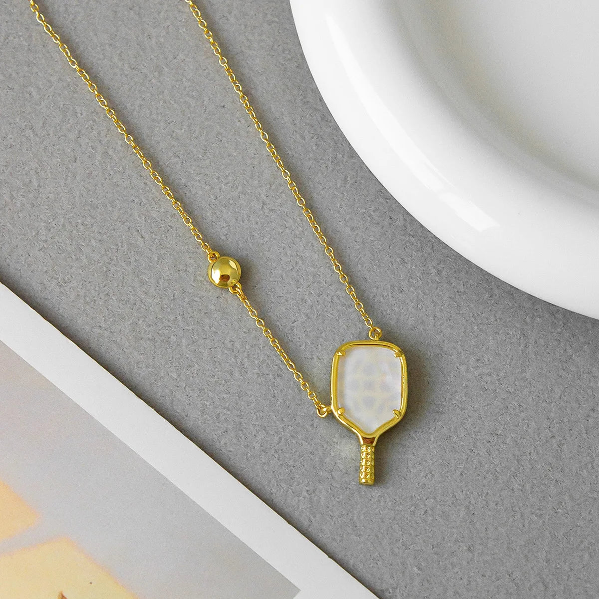 Pickleball Silver Short Pendant Necklace in Ivory Mother-of-Pearl Kendra Scott