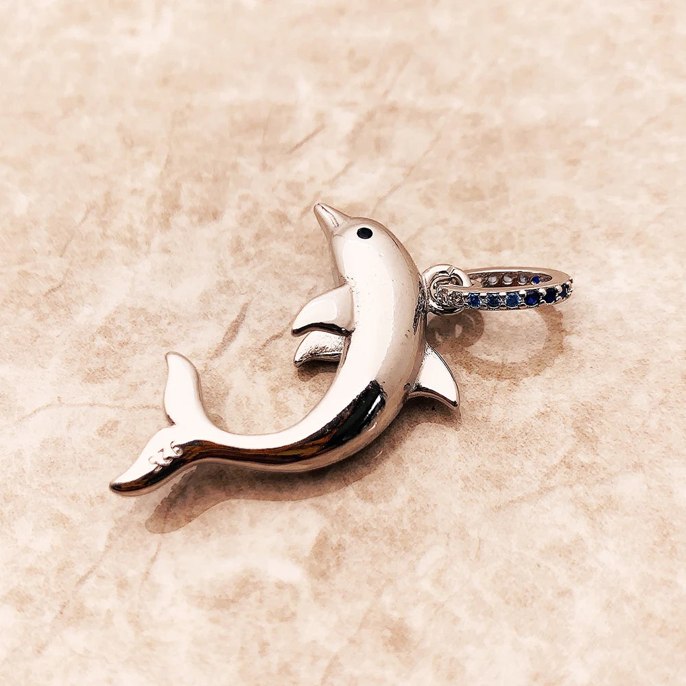 Dolphin Blue Silver Pendant