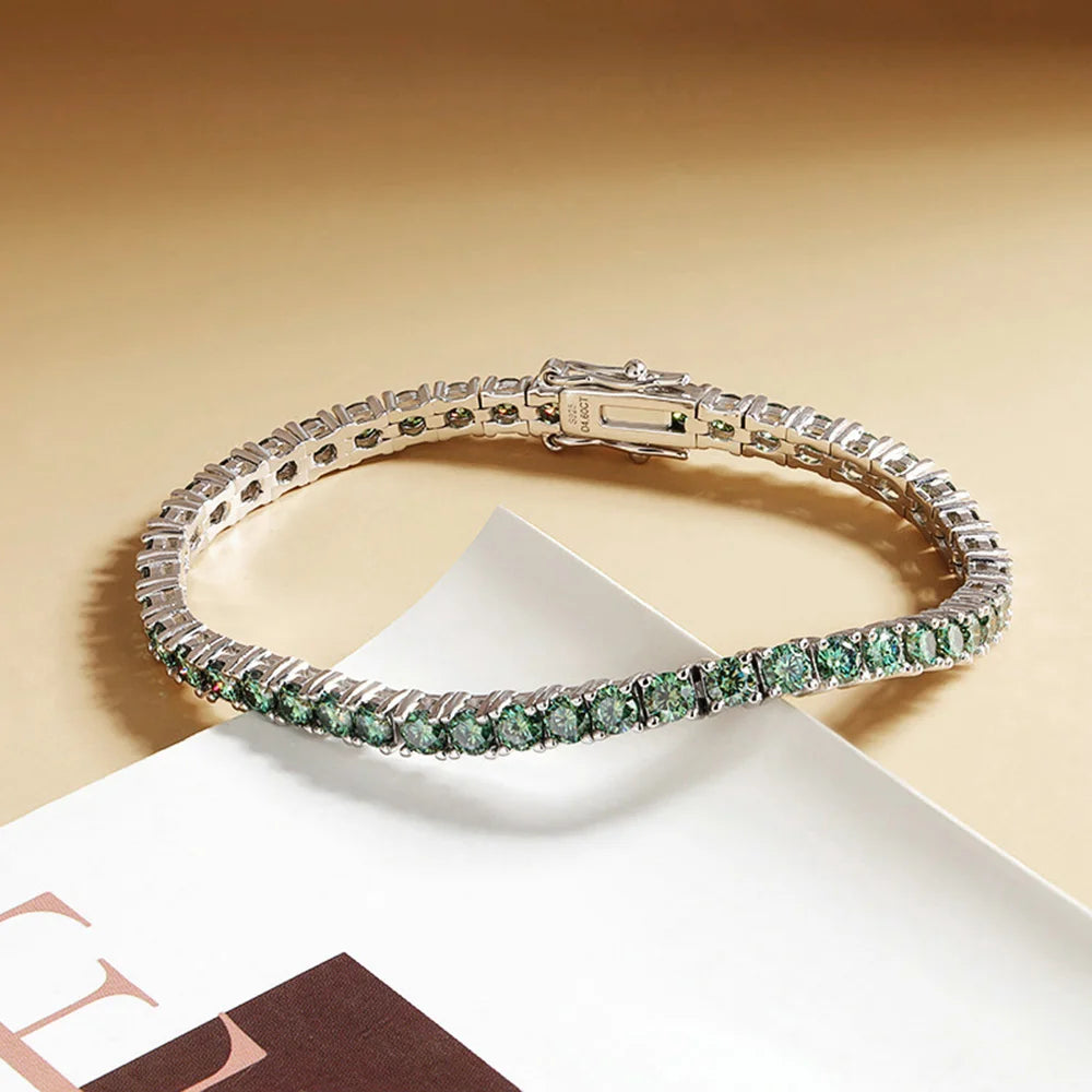 Green Moissanite Diamond Tennis Bracelet