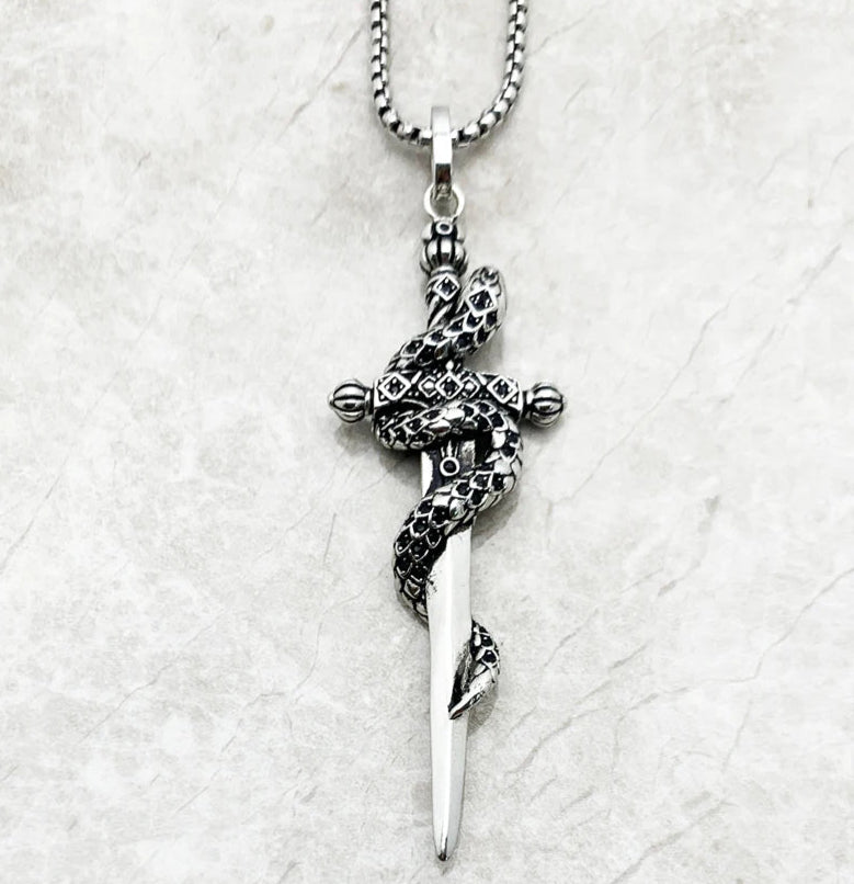 925 Sterling Silver Sword Pendant Necklace