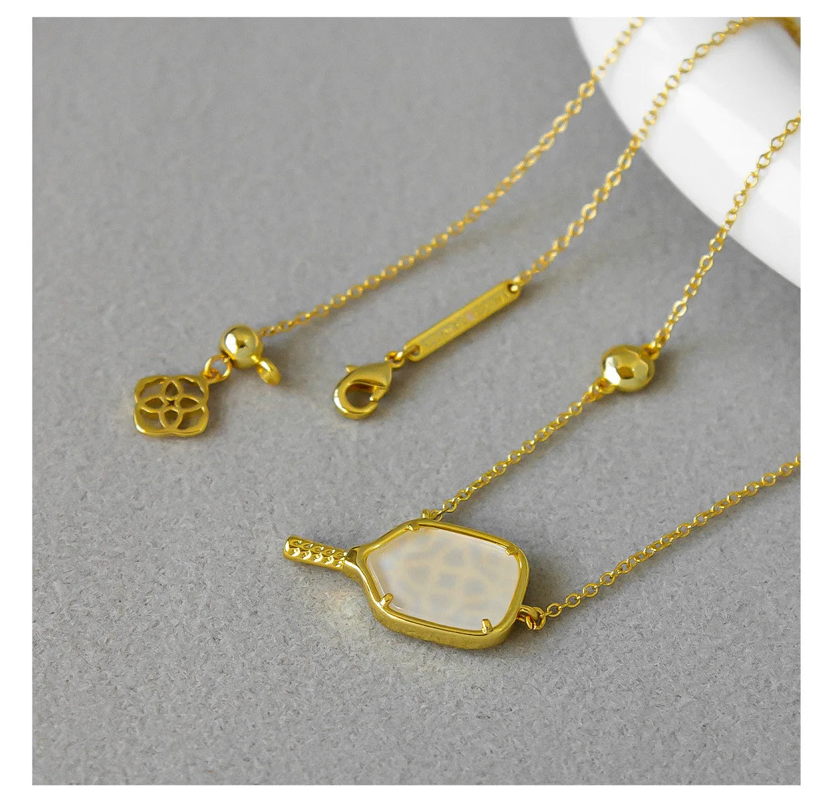 Pickleball Silver Short Pendant Necklace in Ivory Mother-of-Pearl Kendra Scott