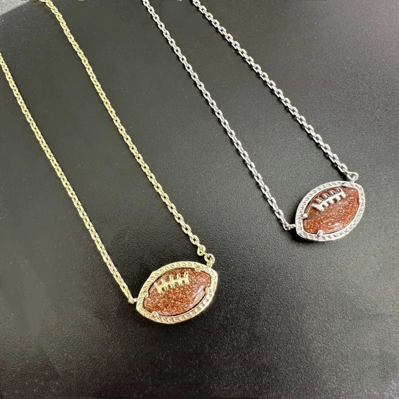 Kendra Scott Football Gold Short Pendant Necklace Goldstone