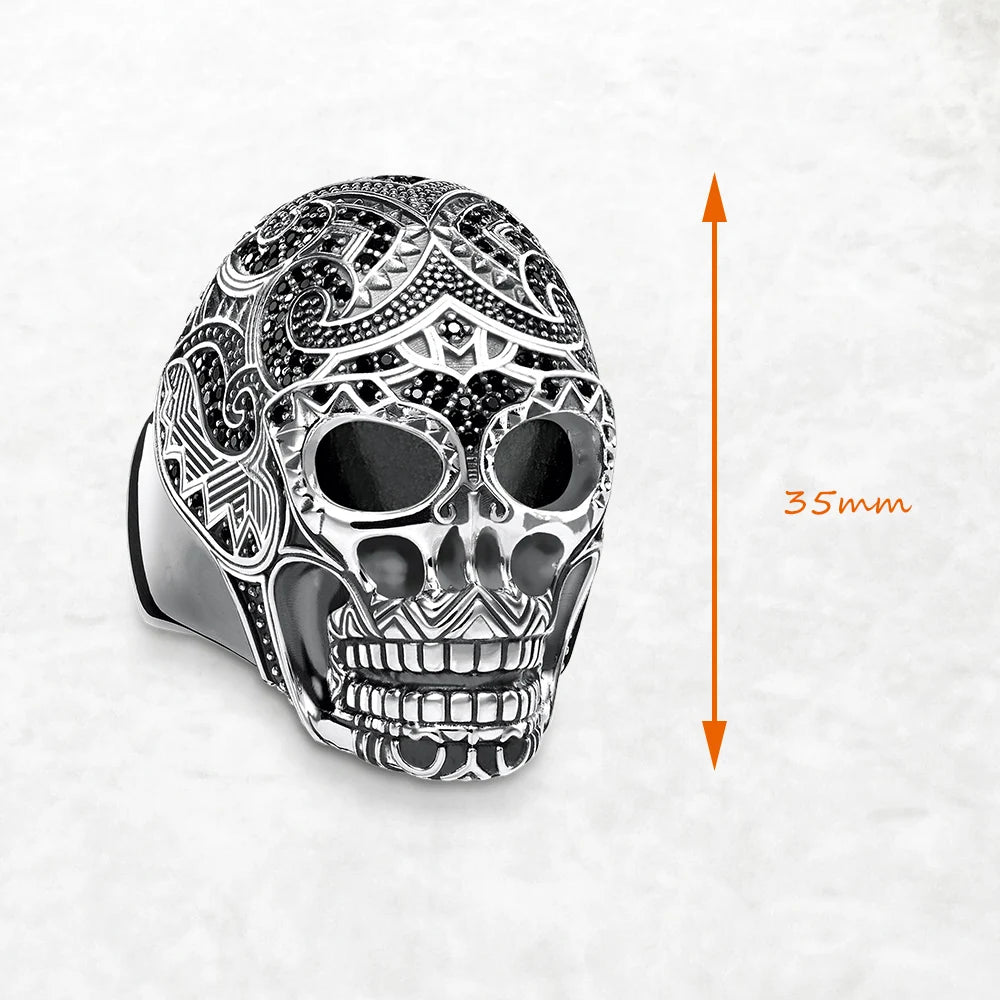 Maori Skull Silver Ring