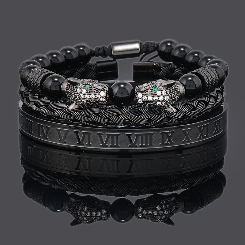 Black Stone Leopard Bracelet