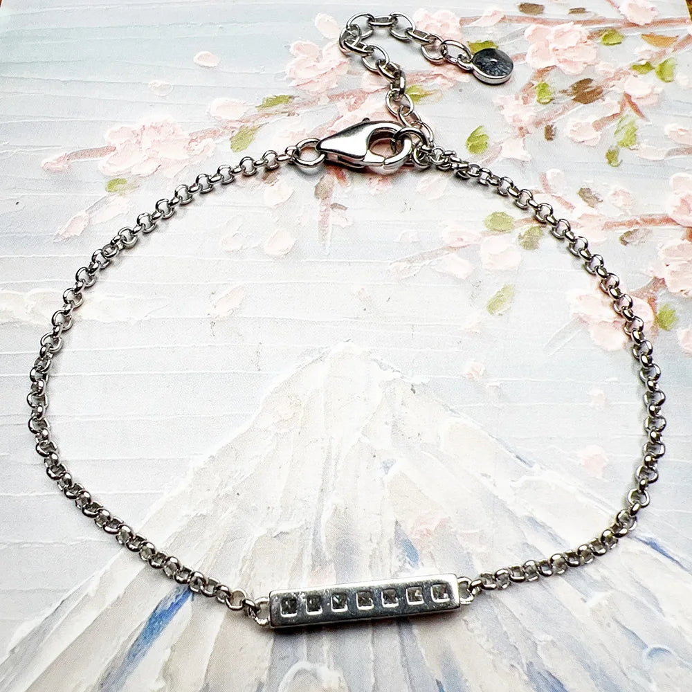 925 Sterling Silver Link Chain Bracelet with White Zircon | Trendy Jewelry Gift for Women