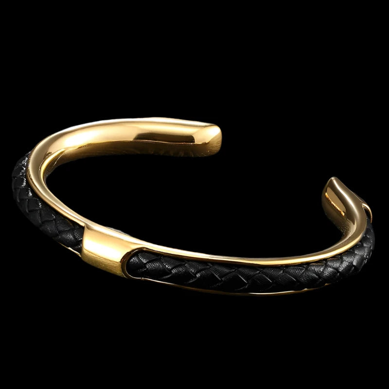 Men's Leather Bracelet with Luxury Cuff