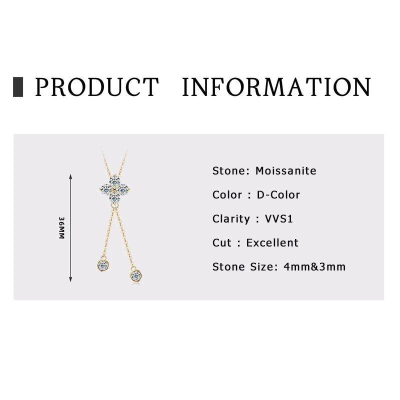 Clover Pendant 4mm and 3mm Moissanite Necklace