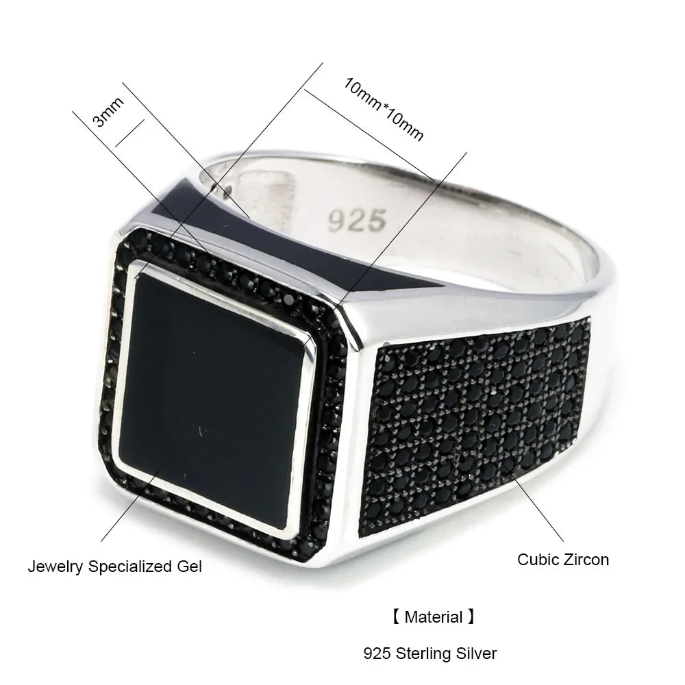 Men’s Black Zircon Signet Ring