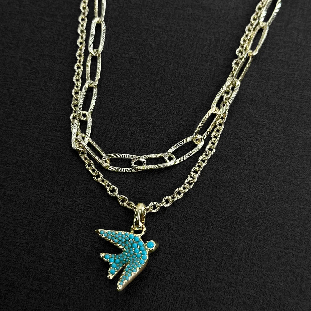 Blue Melody Bird Double Layer Necklace Kendra Scott