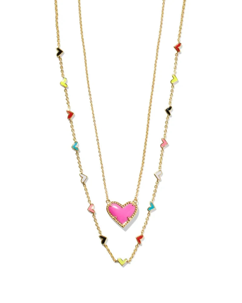 Kendra Scott Double Chain Elisa Pink Drusy Crystal Butterfly Pendant Necklace