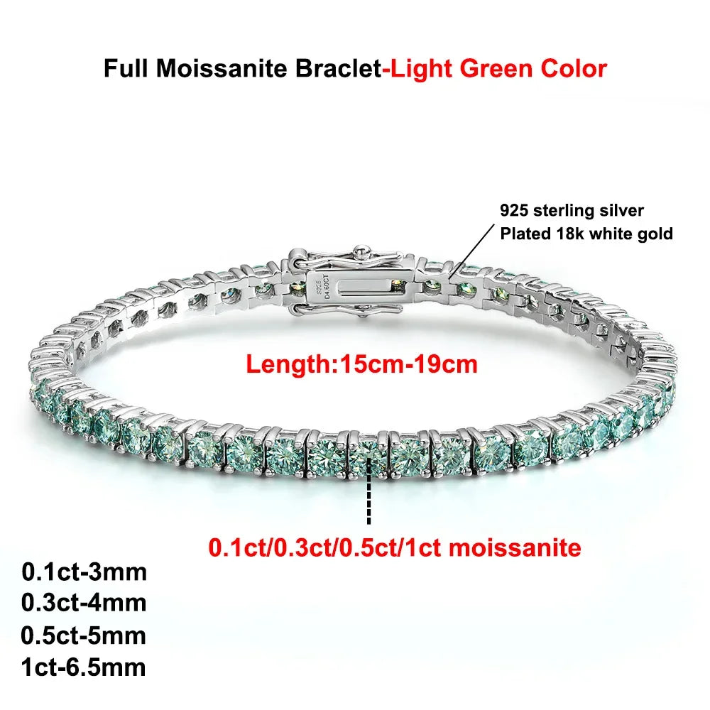 Green Moissanite Diamond Tennis Bracelet