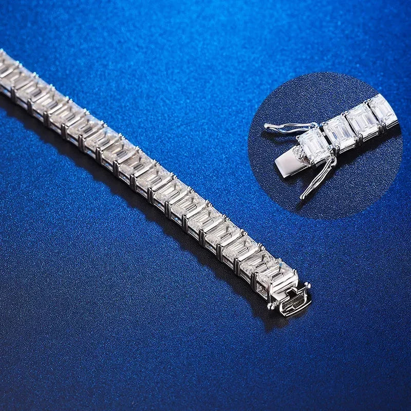 Emerald Cut Full Moissanite Tennis Bracelets