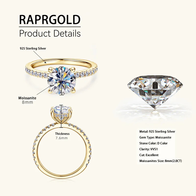 Eternity band Round Cut VVS1 D Color Moissanite Wedding Ring for Women