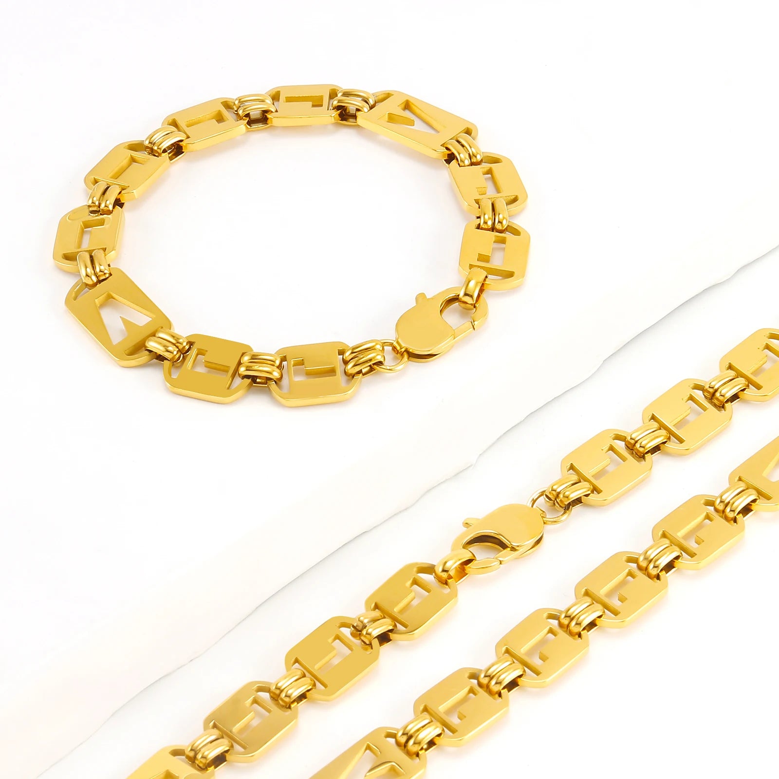 Luxury Gold/Silver LV Chain, Unisex Jewelry Set