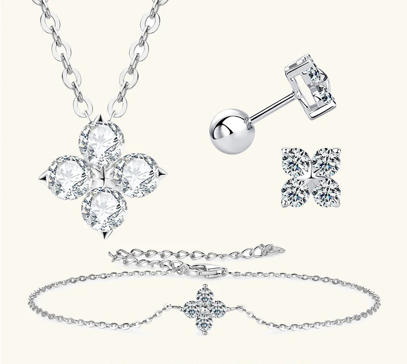 Four Leaf-Clover Moissanite Set