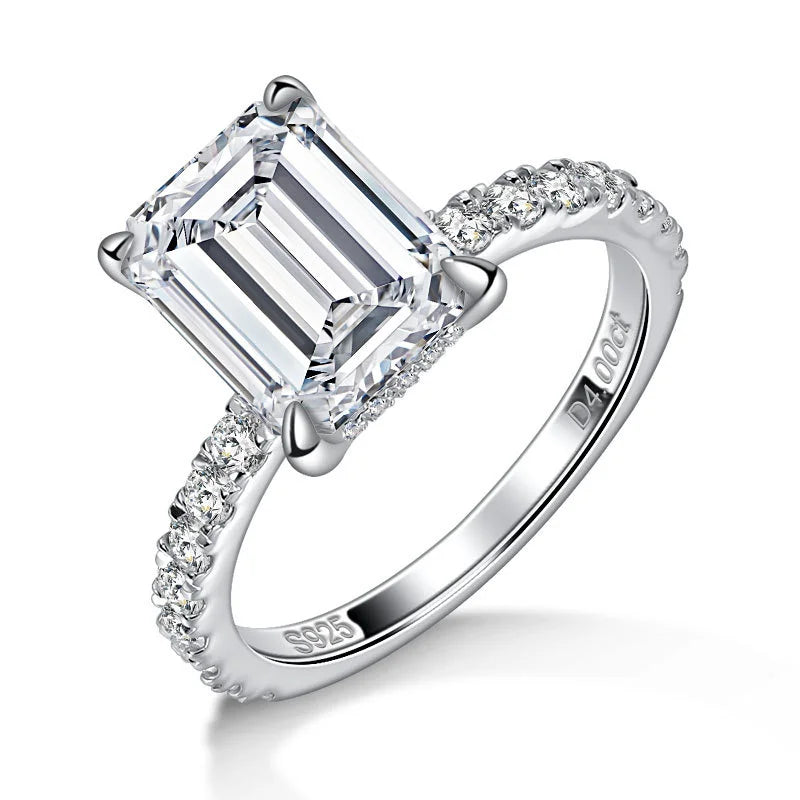 Emerald Cut Moissanite Ring, 4CT D Color VVS1 Luxury look for women