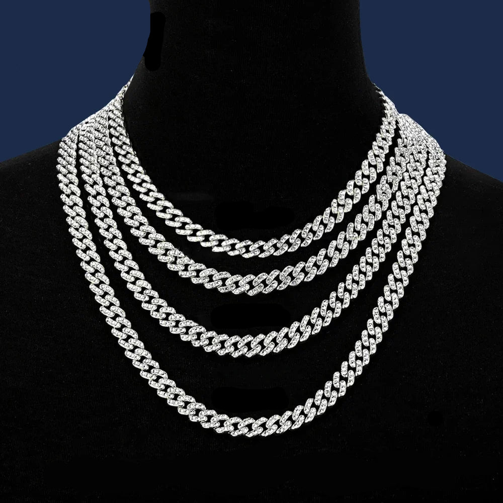 Iced Out Cuban Chain Necklace - D Color VVS1 Stones in 925 Sterling Silver