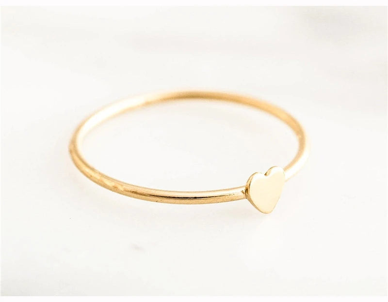 Heart Stacking Ring – 14K Gold Filled Minimalist Knuckle Ring | Boho Chic