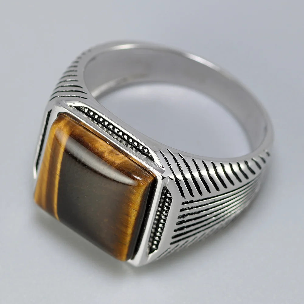 Men's Silver Tiger Eye Ring