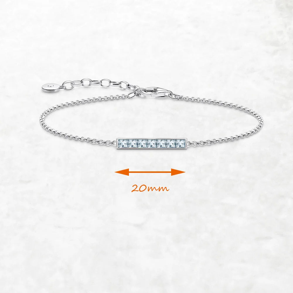 925 Sterling Silver Link Chain Bracelet with White Zircon | Trendy Jewelry Gift for Women