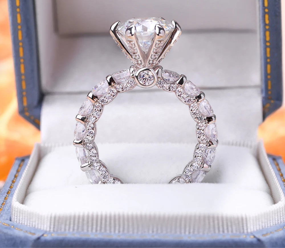 "4CT Moissanite Engagement Ring for Women – GRA Certified, D Color VVS1