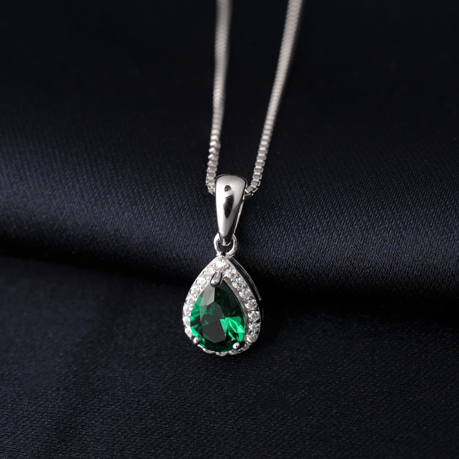 Pear Cut Nano Emerald Pendant Necklace
