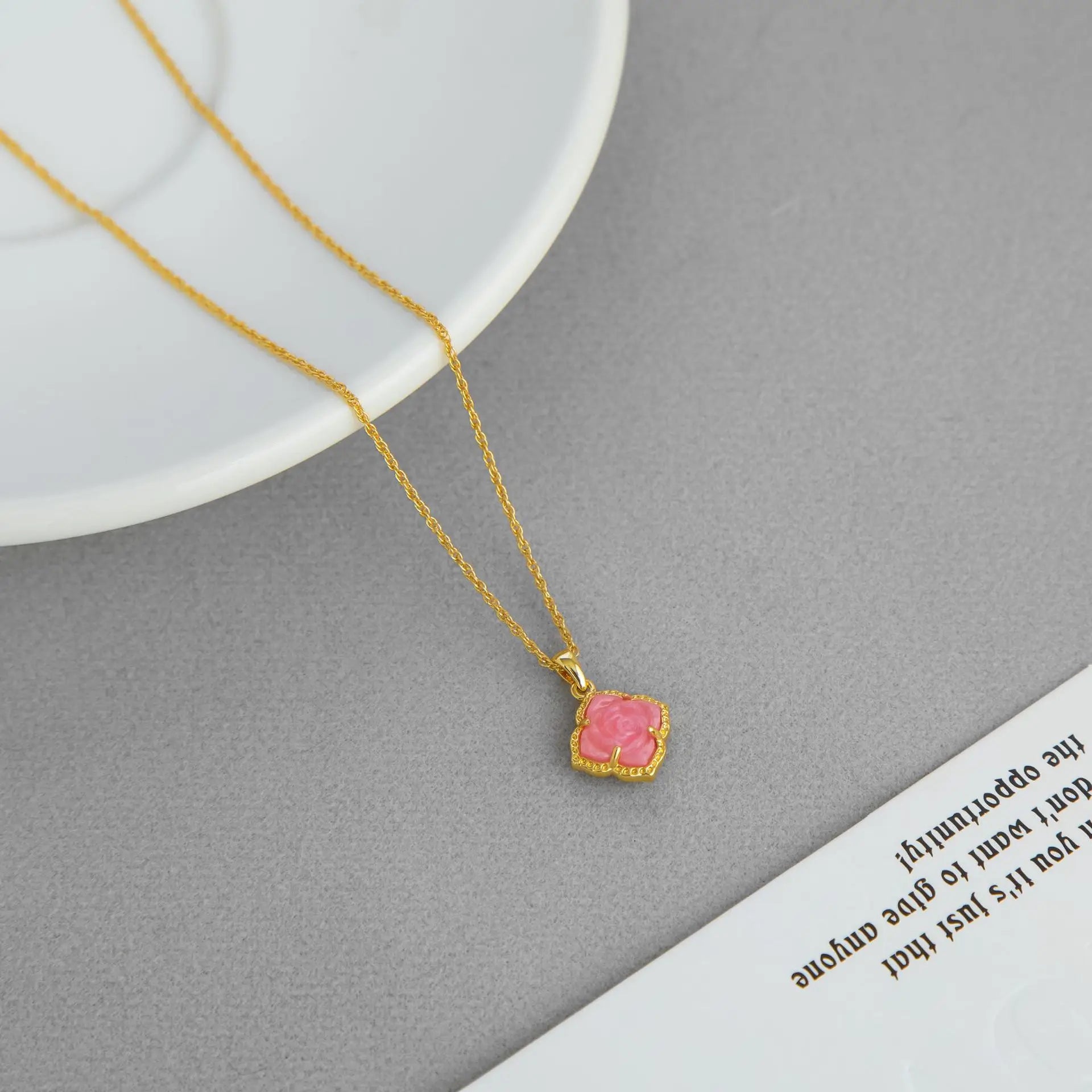 Rose Flower Pendant Clavicle Necklace- Kendra Scott Yellow Rose