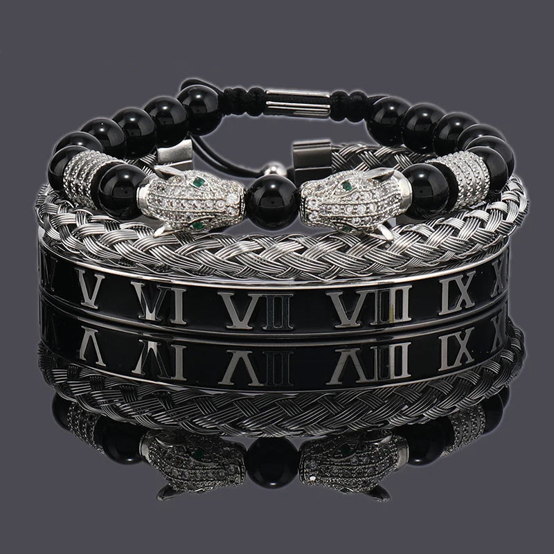 Black Stone Leopard Bracelet
