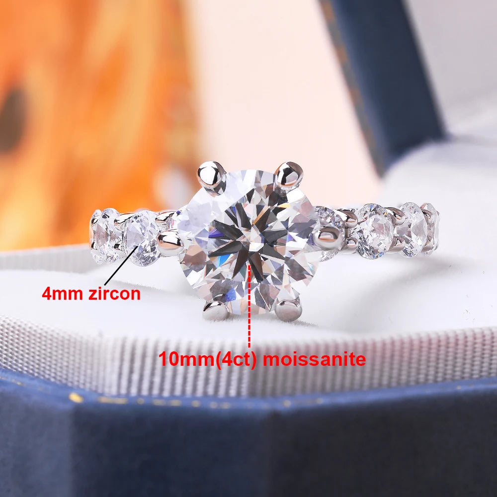 "4CT Moissanite Engagement Ring for Women – GRA Certified, D Color VVS1