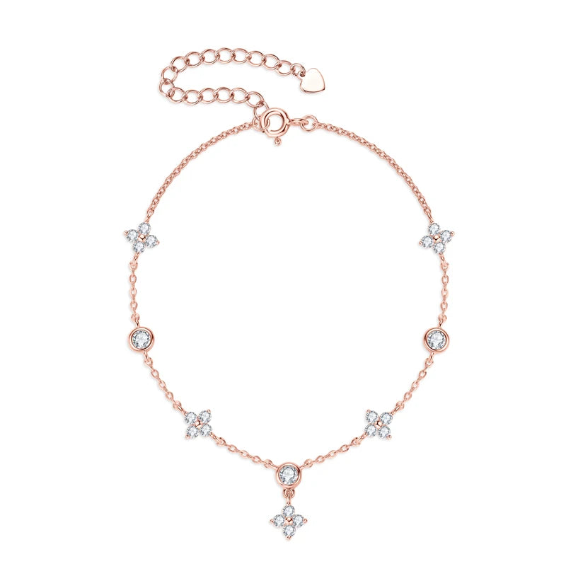 Four-Leaf Clover 3mm Moissanite Bracelet