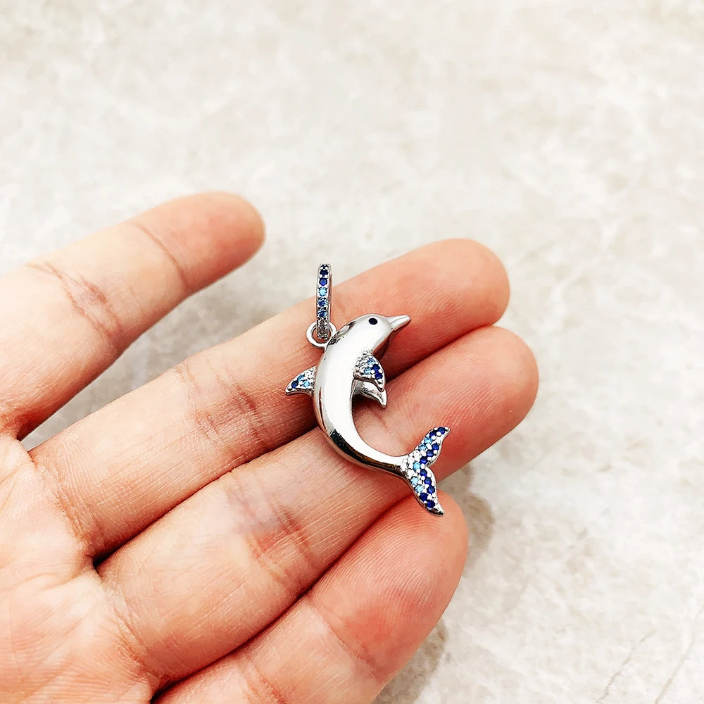 Dolphin Blue Silver Pendant
