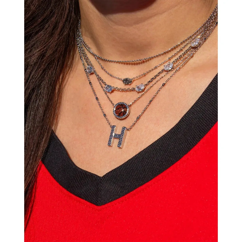 Kendra Scott Orange Goldstone Basketball Pendant Necklace