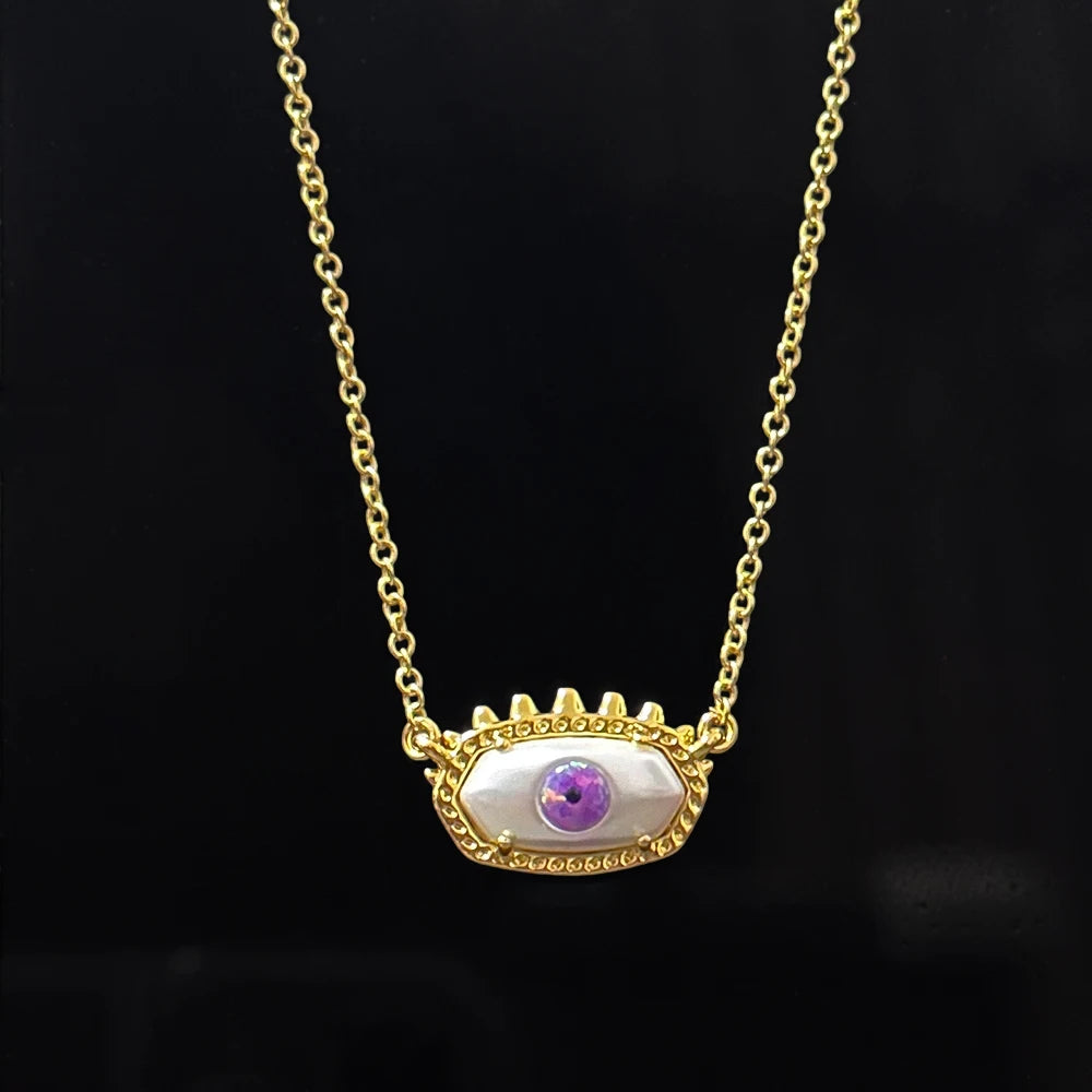 Evil Eye Pendant Necklace – Ivory Mother of Pearl Gold-Plated Kendra Scott