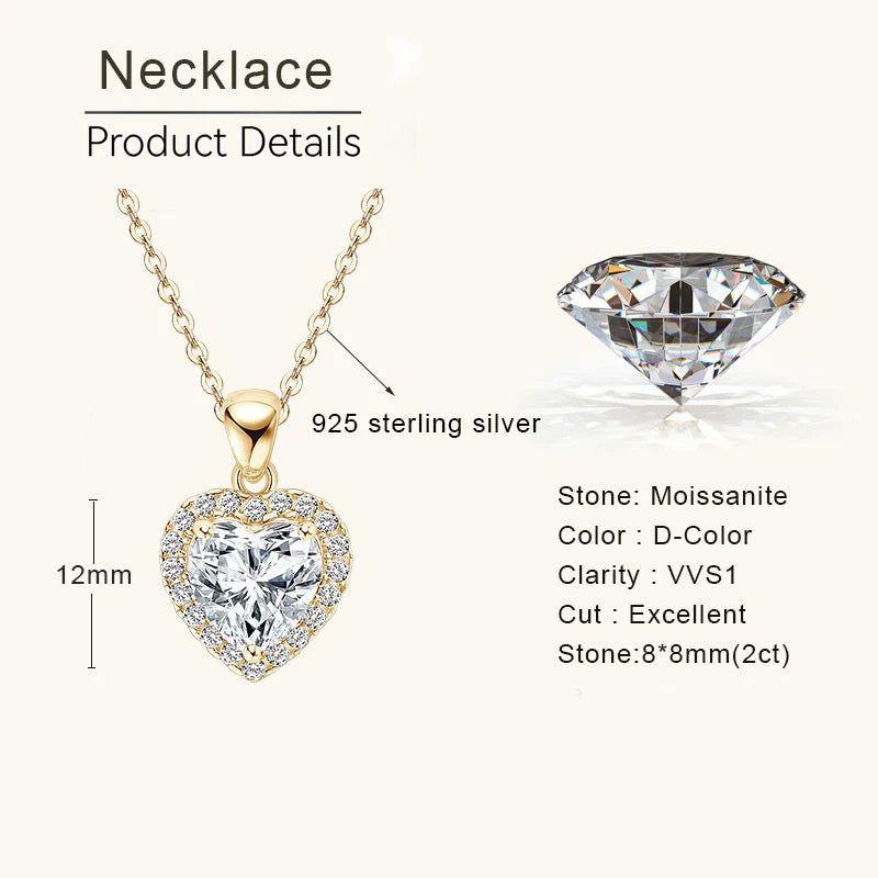 Eternal Glow Heart Pendant 2CT Moissanite Necklace