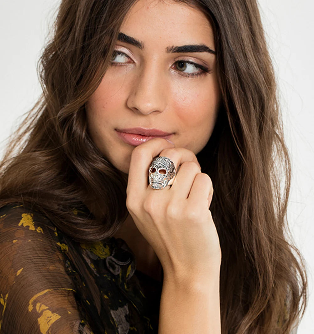 Maori Skull Silver Ring