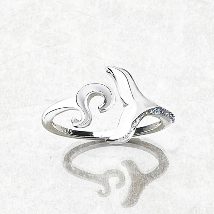 Tail Fin & Wave Blue Stone Ring