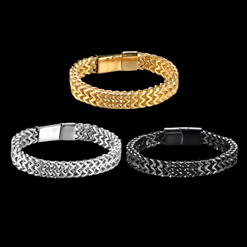 Luxury Braided Bracelet - Double Row Metal Design for Men & Women