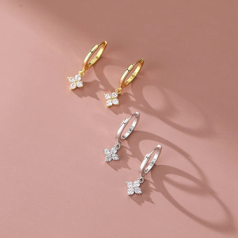 3mm Moissanite Stone Four-Leaf Clover Earrings