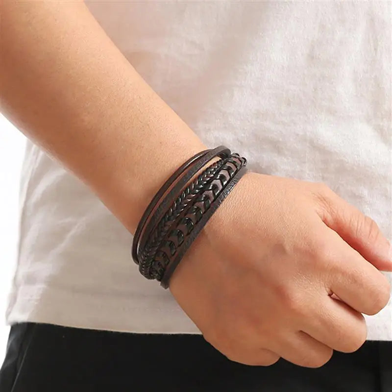 Hand-Woven Leather Bracelet Men